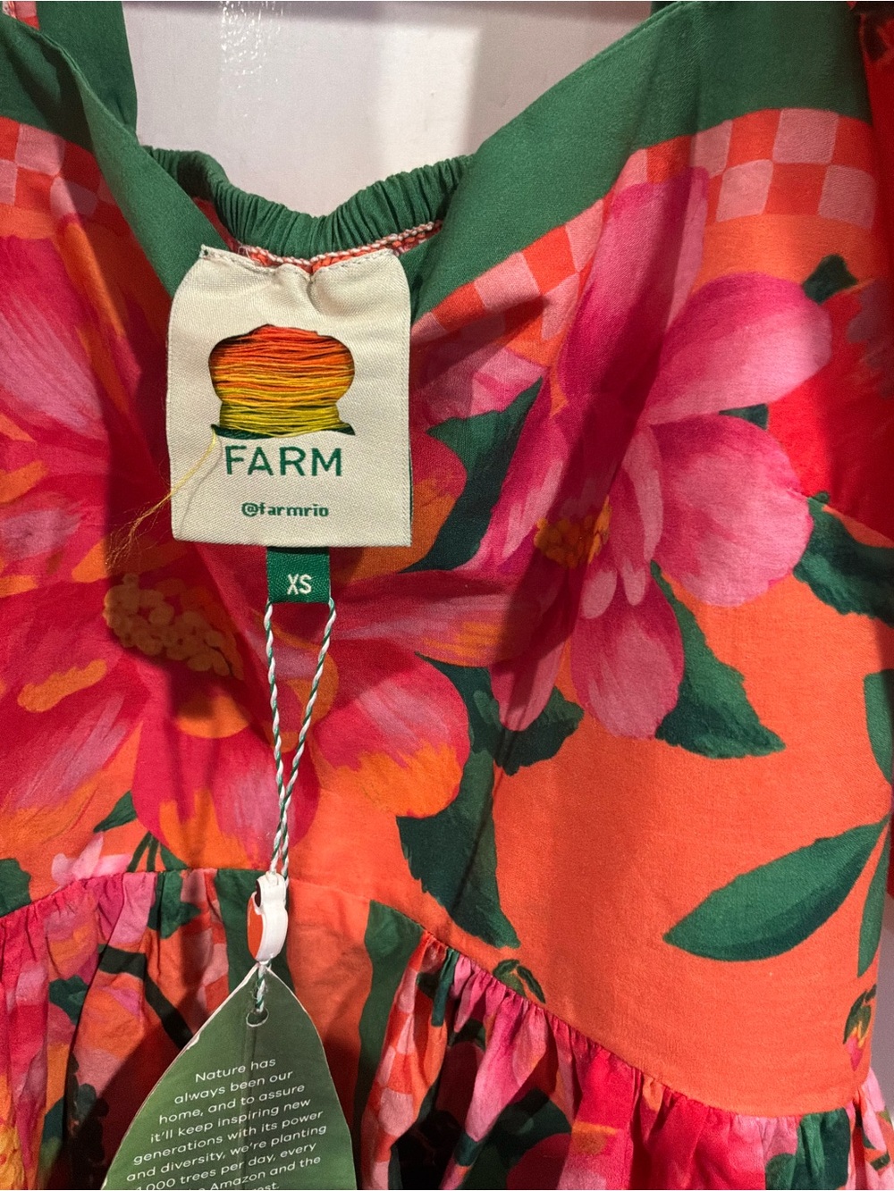 FARM Rio Orange Floral Maxi Dress with Green Trim - Picture 4 of 6